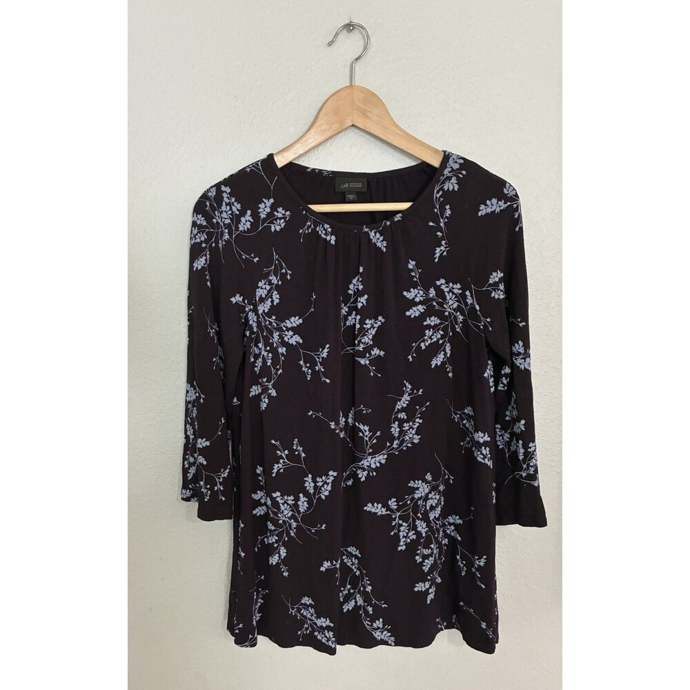 J.Jill WEAREVER Collection Womens Floral Long Sleeve Tunic Top Size XS Purple